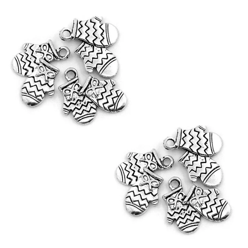 10 Pcs Tibetan Silver Mittens Oven Gloves Clothes 19X18mm 3D Charms Pendants