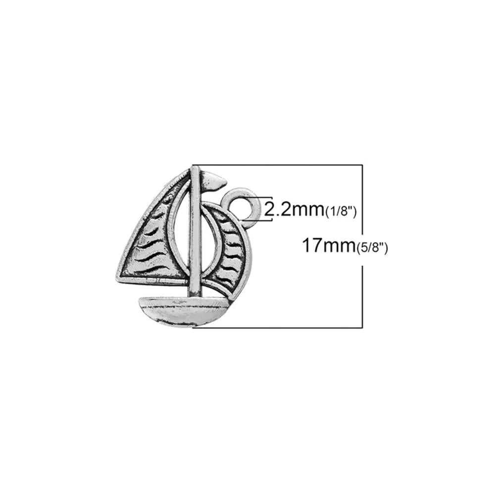 10 Pcs Tibetan Silver SAILING BOAT 17mm x 14mm Charms Pendants, Lead & Nickel Free Metal Charms Pendants Beads