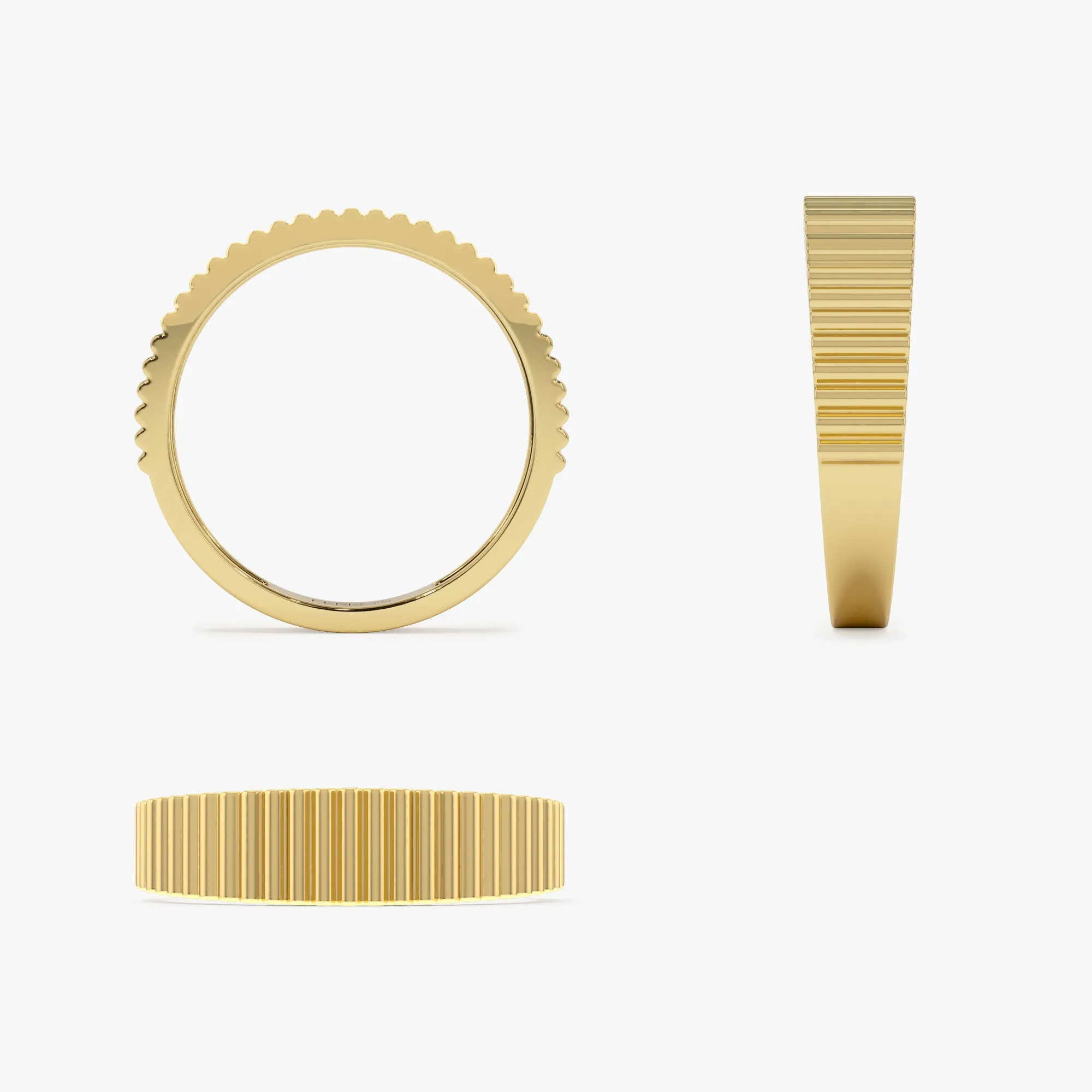 14k Fluted Textured Graduating Ring
