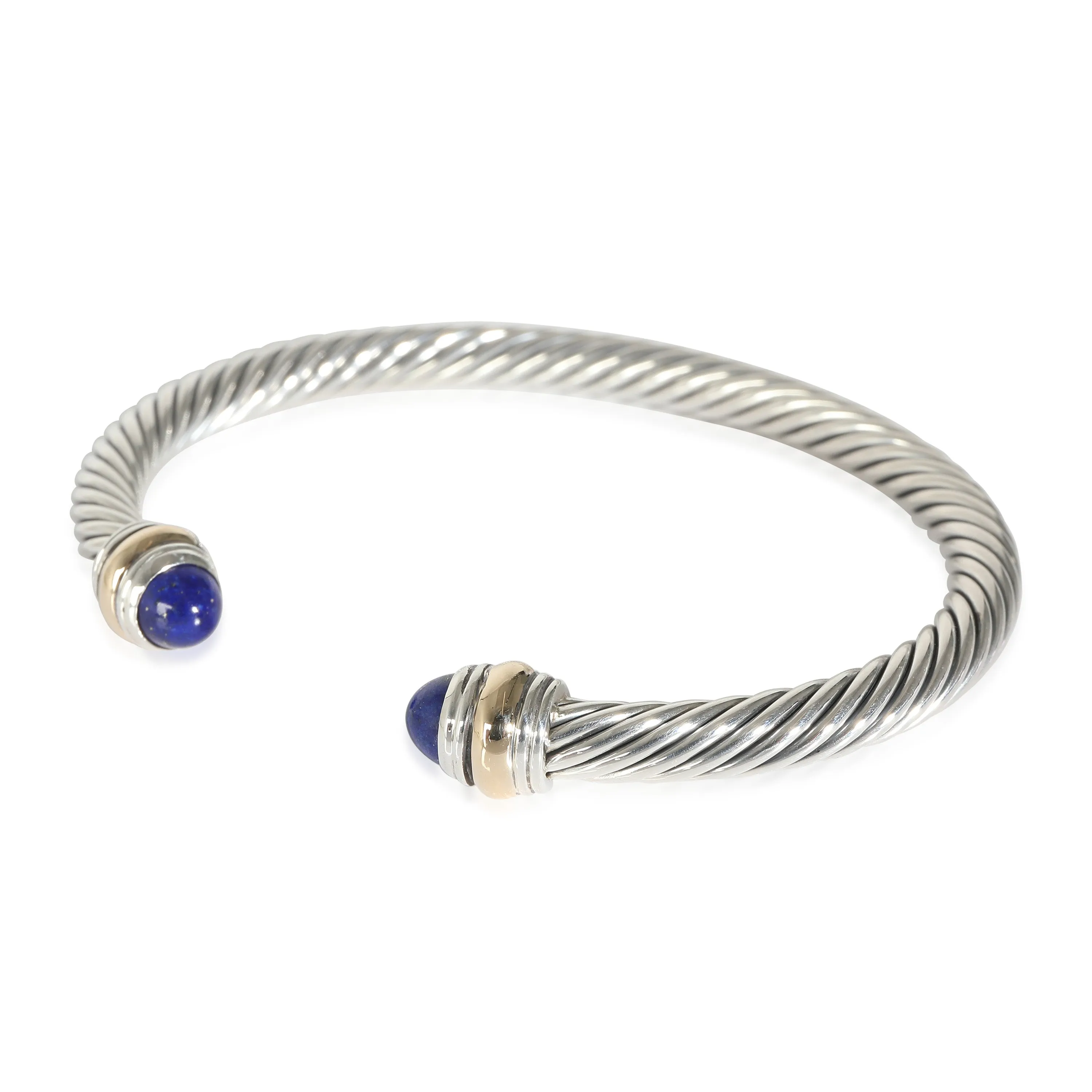 5 mm Cable Classic Lapis Cuff in 14k Yellow Gold/Sterling Silver