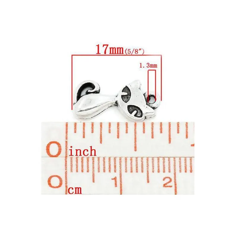 5 Pcs Tibetan Silver SITTING CAT 17mm x 8mm Charms Pendants, Lead & Nickel Free Metal Charms Pendants Beads