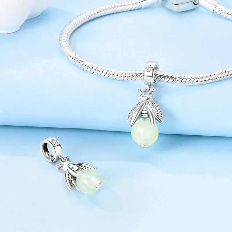925 Sterling Silver Starry Night Firefly Charm Pendant Fits Bracelets Diy Jewelry For Women