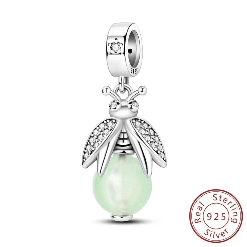 925 Sterling Silver Starry Night Firefly Charm Pendant Fits Bracelets Diy Jewelry For Women