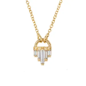 Art Deco Diamond Necklace with Baguette Cut Diamonds - S