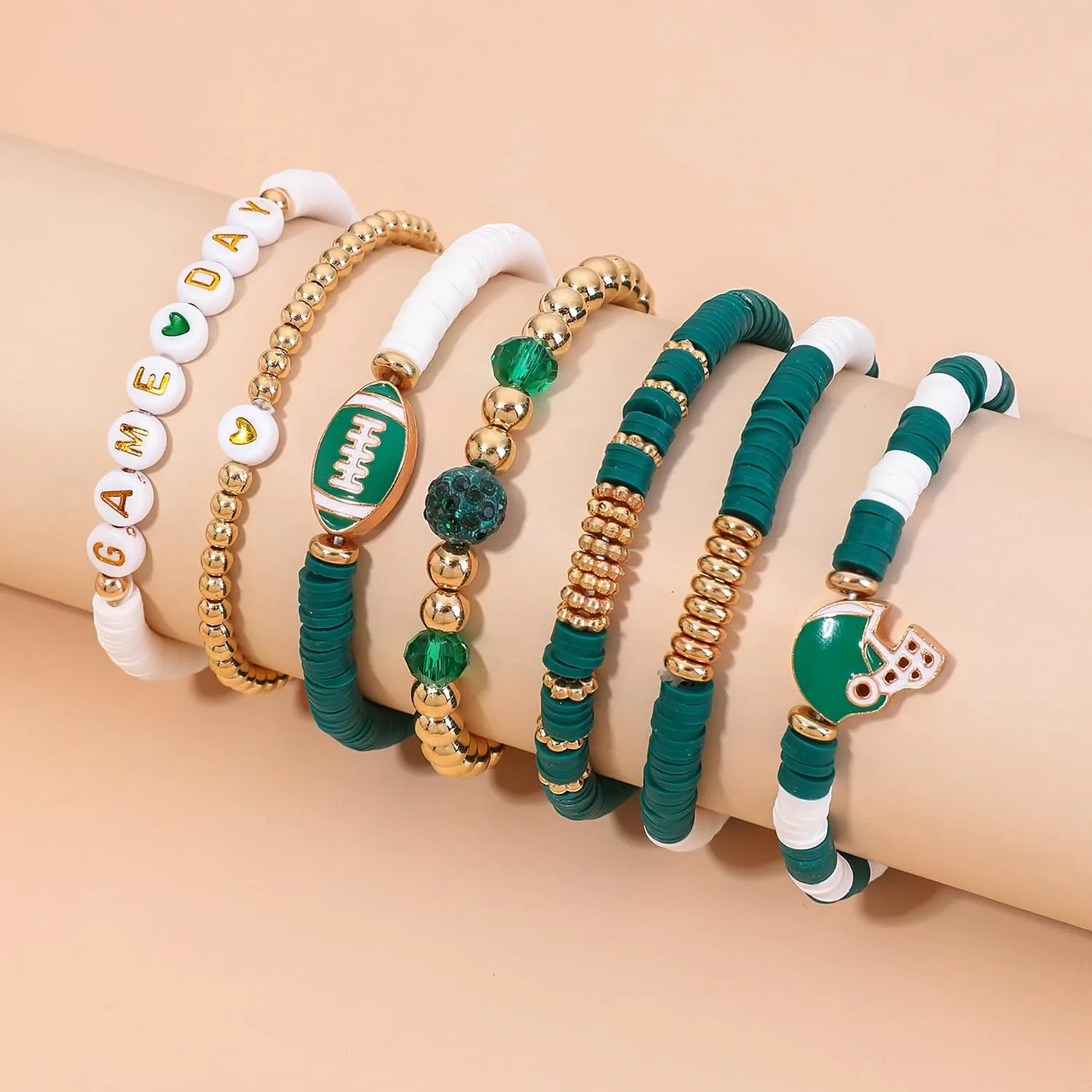 Artlunar Game Day Football Charm Bracelet: Stackable Sports Jewelry for Moms & Dads - Perfect for Football Fans