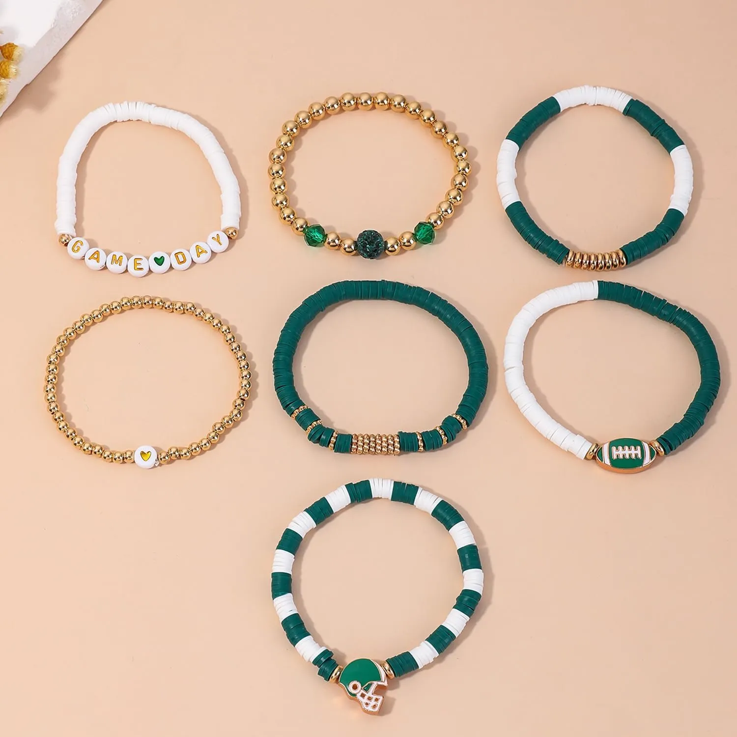 Artlunar Game Day Football Charm Bracelet: Stackable Sports Jewelry for Moms & Dads - Perfect for Football Fans