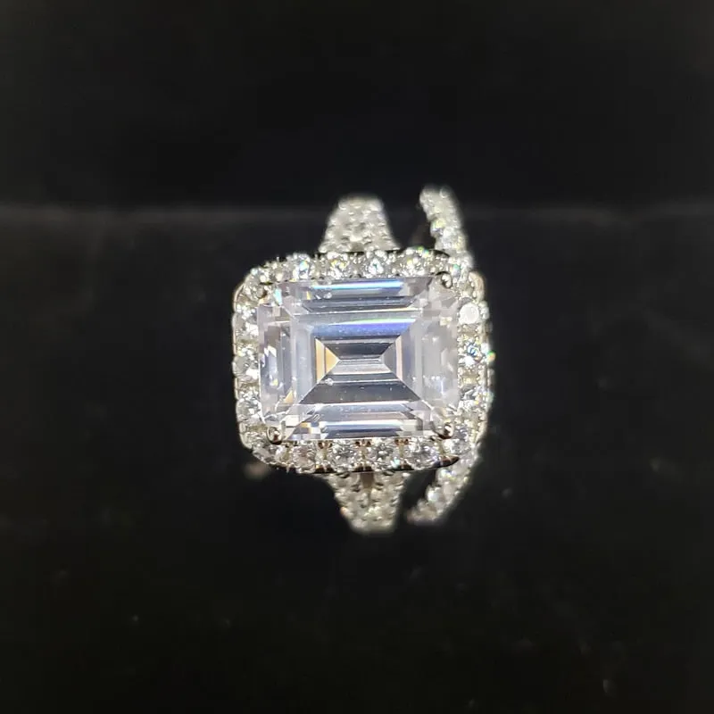 Bridal Rings Set Sparkling 8*10mm 3 CT High Carbon Diamond Wedding Engagement Fine Jewelry