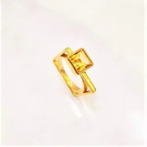 Citrine Maxi Cube Ring