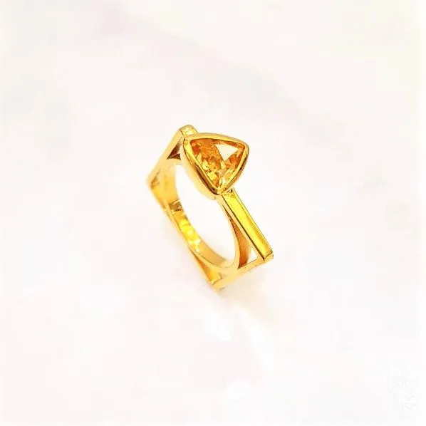 Citrine Maxi Cube Ring