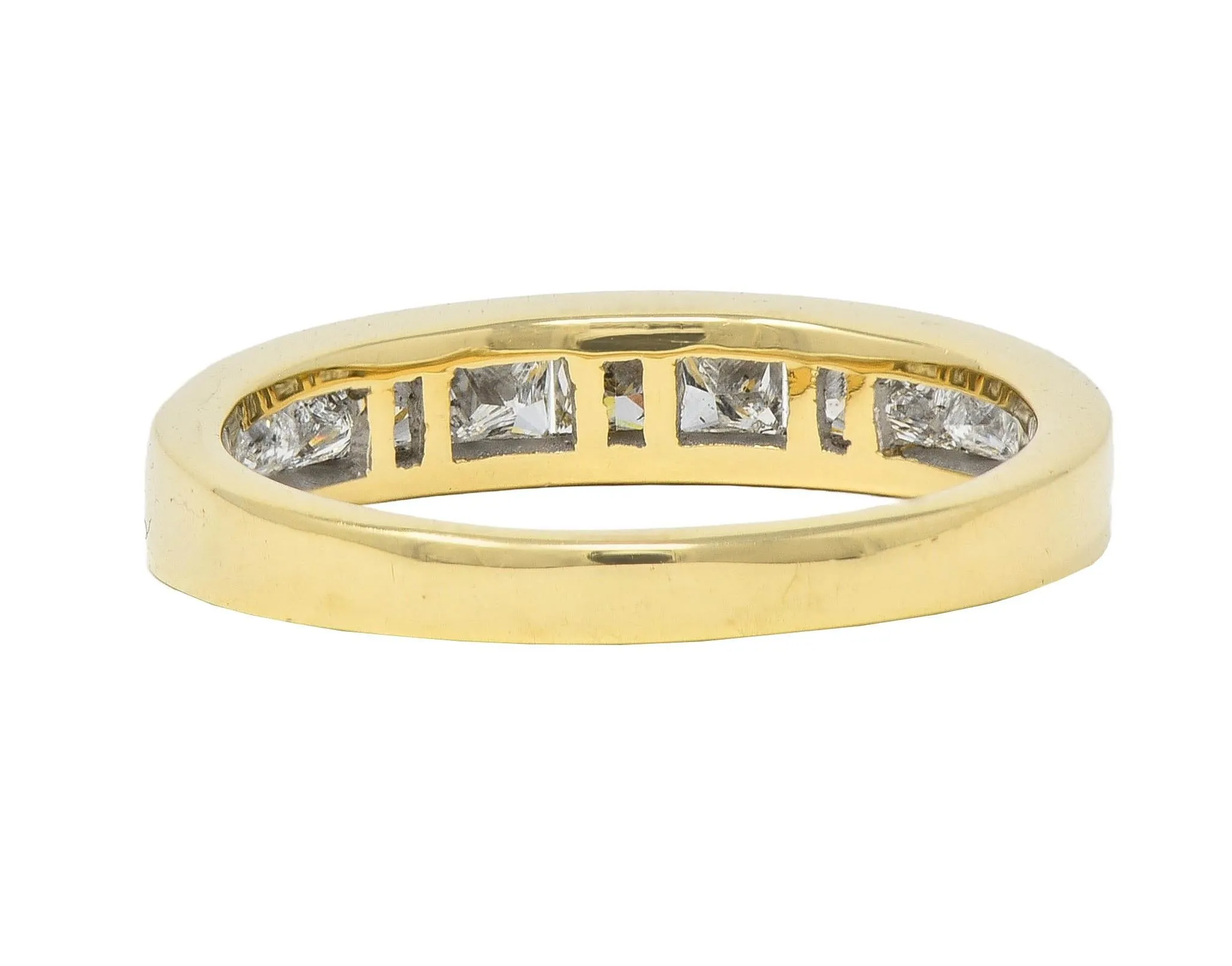 Contemporary 1.20 CTW Princess Cut Diamond 14 Karat Yellow Gold Wedding Band Ring