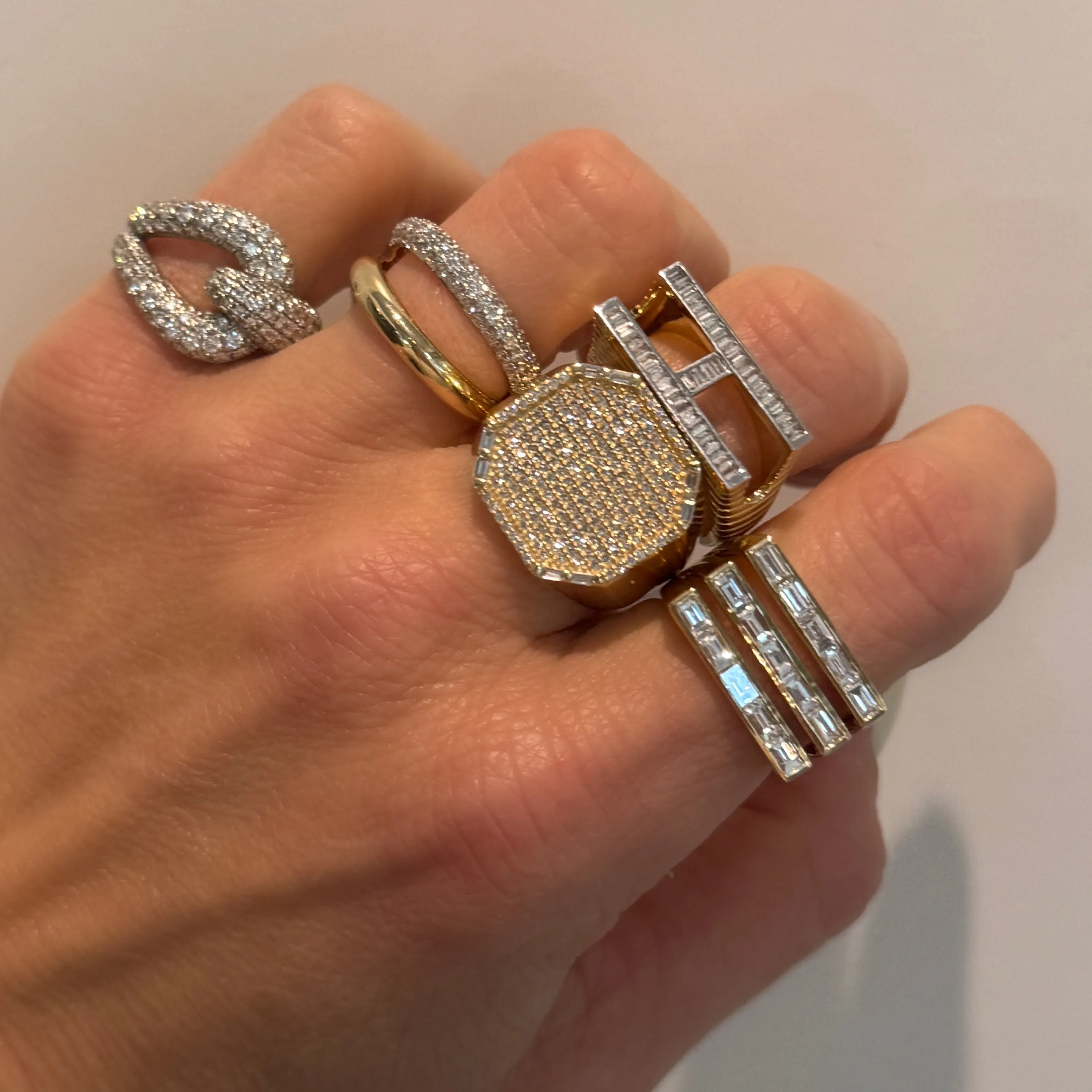 Diamond Initial Full Baguette Stacking Ring