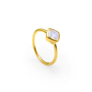 Diamond Shape Moonstone Stacking Ring • June Birthstone