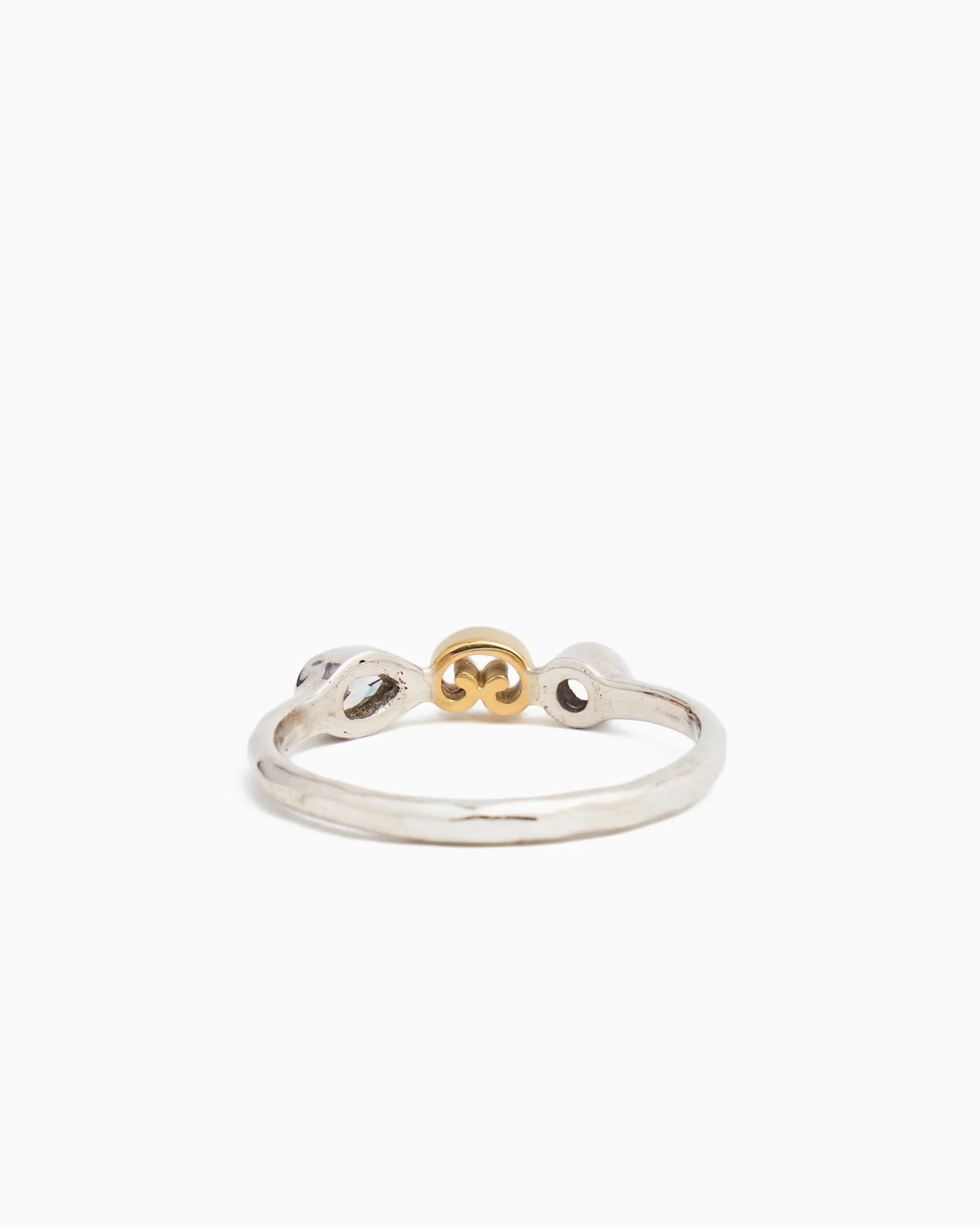 Double Stone & Petroglyph Ring - White Zircon