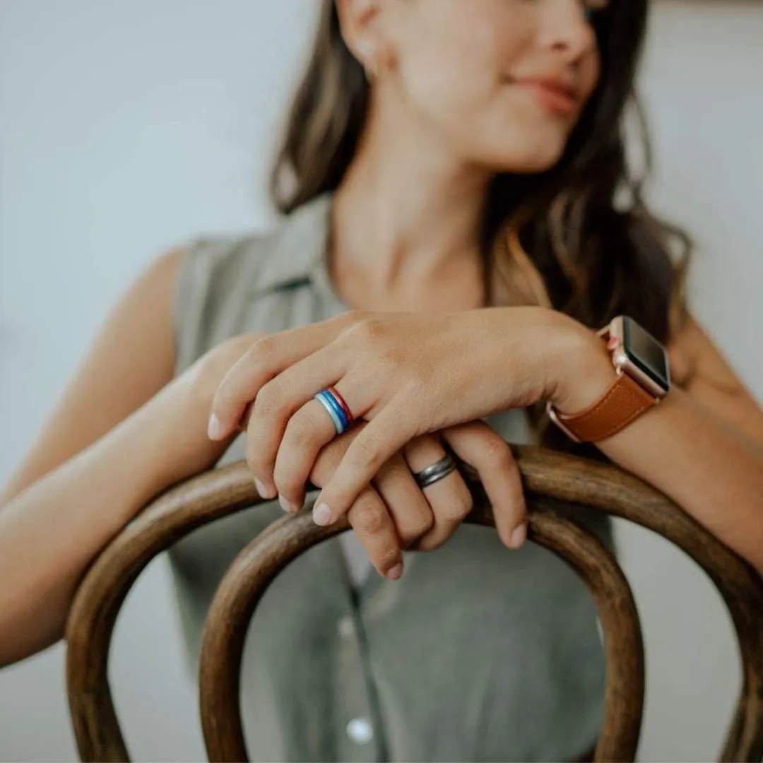 Enso Rings Thin Elements Silicone Ring Infused with Precious Elements  Stackable Wedding Engagement Band  4.3mm Wide, 1.75mm Thick