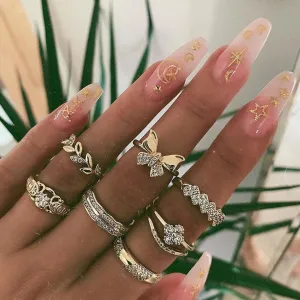 Gold Butterfly Ring Set