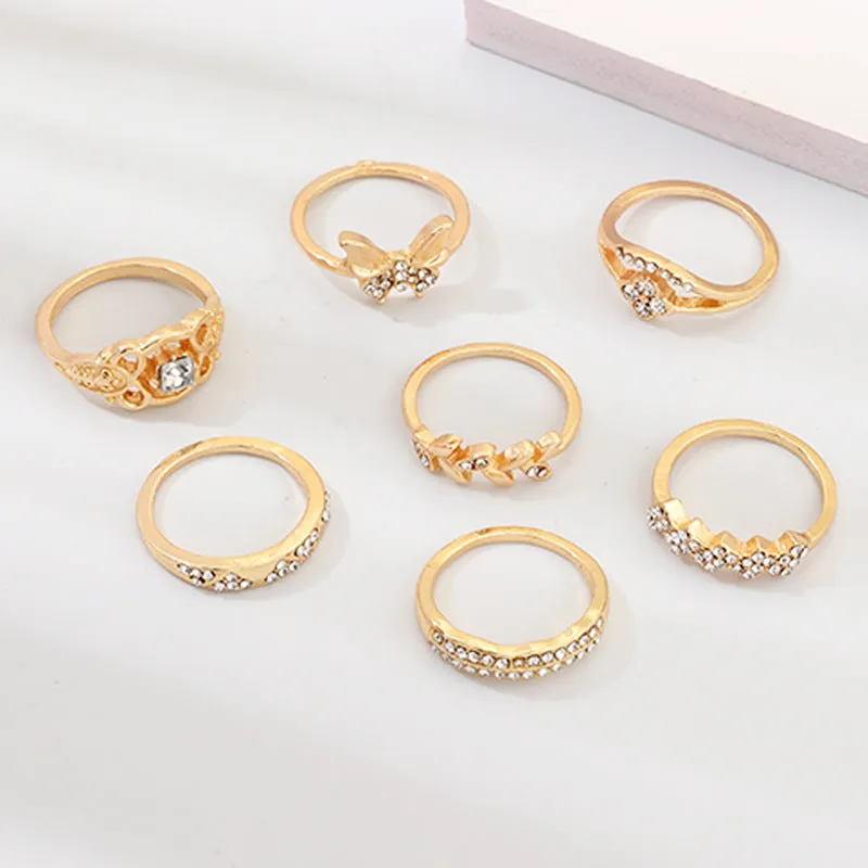 Gold Butterfly Ring Set
