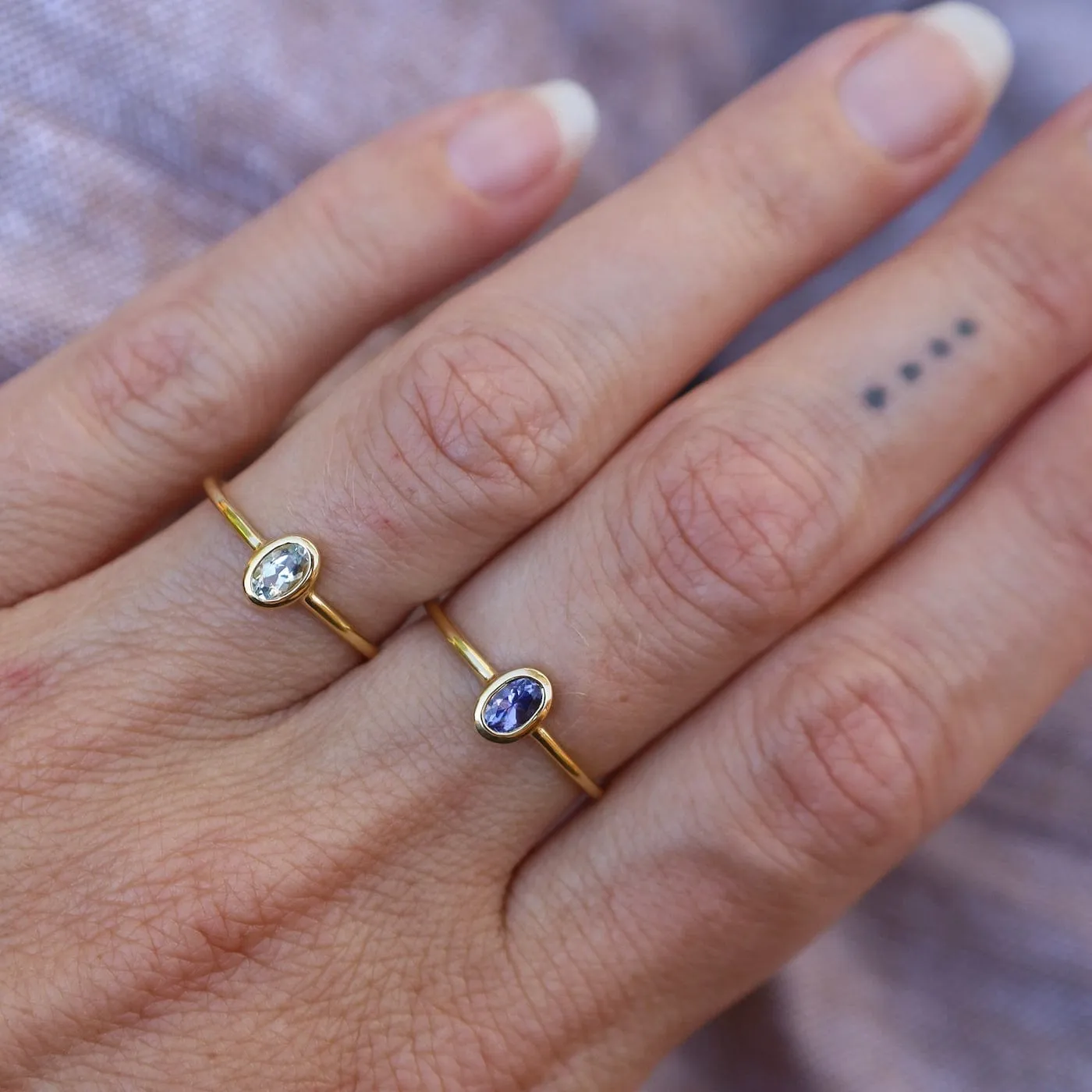 Gold Vermeil Oval Bezel Set Aquamarine Ring