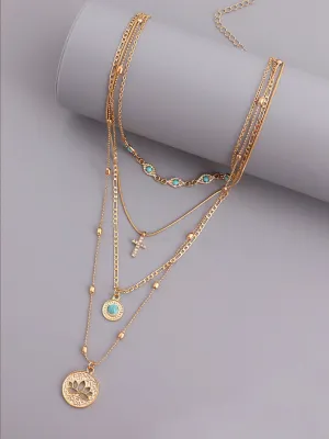 Hollow Flower Diamond Cross Pendant Necklace
