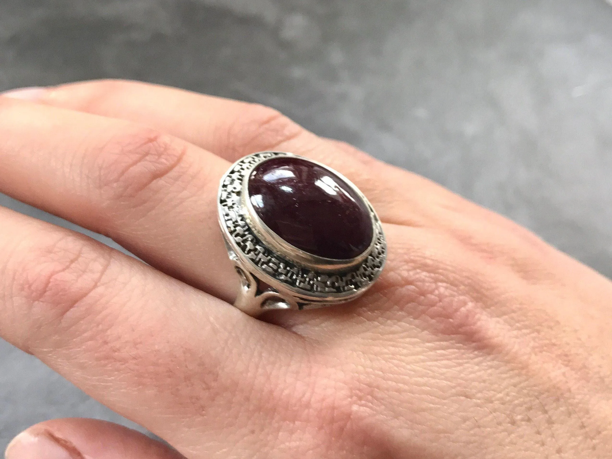 Huge Ruby Ring - Natural Ruby Ring - Statement Vintage Ring