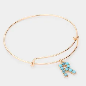 iLLASPARKZ -R- Turquoise Embellished Monogram Charm Bracelet