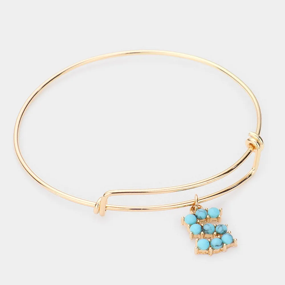 iLLASPARKZ -S- Turquoise Embellished Monogram Charm Bracelet