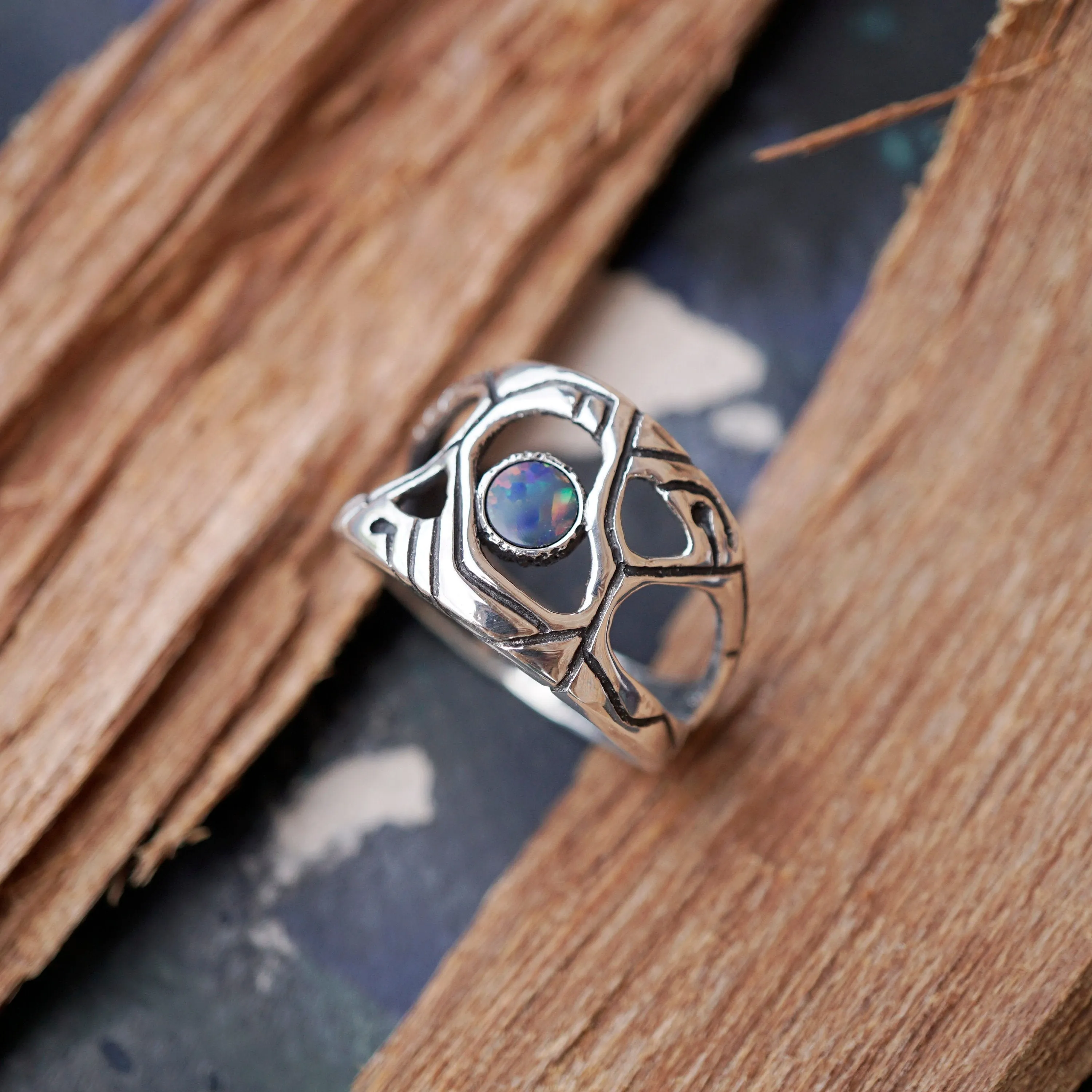 Mens Opal ring METEOR
