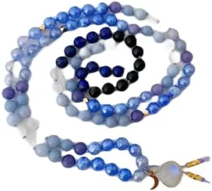 Natural Fire Agate Selenite Tanzanite 8mm 108 Mala Beads, Spiritual, Meditation Beads, Reiki, Japa Mala, Buddhist Prayer Beads, Yoga Bracelet, healing beads LKMALA-RRGU-2045