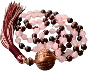 Natural Rose Quartz Garnet 6mm 108 Mala Beads, Spiritual, Meditation Beads, Reiki, Japa Mala, Buddhist Prayer Beads, Yoga Bracelet, healing beads LKMALA-RRGU-1915