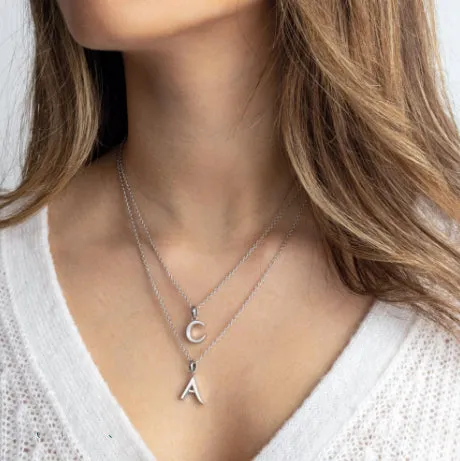 Silver Initial Capital B Necklace