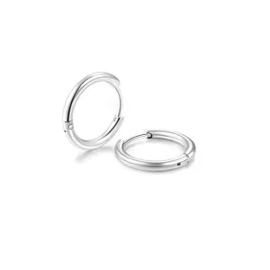 Small Unisex Cartilage Hoop Earrings,316L Surgical Stainess Steel Huggie Hoop Earrings for Helix Lobes Hinged Sleeper Earrings for Men Women (7mm, Silver)