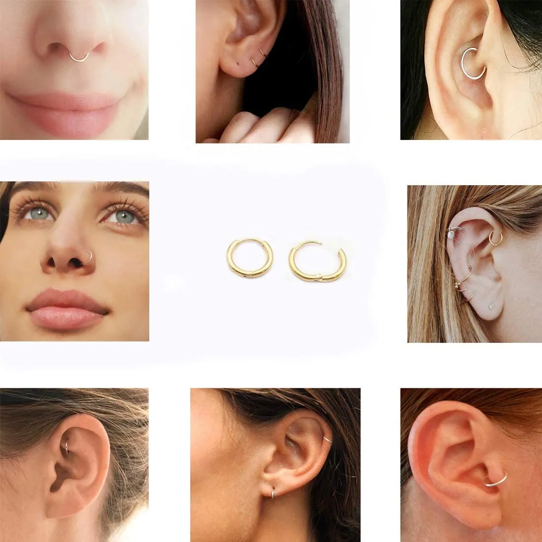 Small Unisex Cartilage Hoop Earrings,316L Surgical Stainess Steel Huggie Hoop Earrings for Helix Lobes Hinged Sleeper Earrings for Men Women (7mm, Silver)