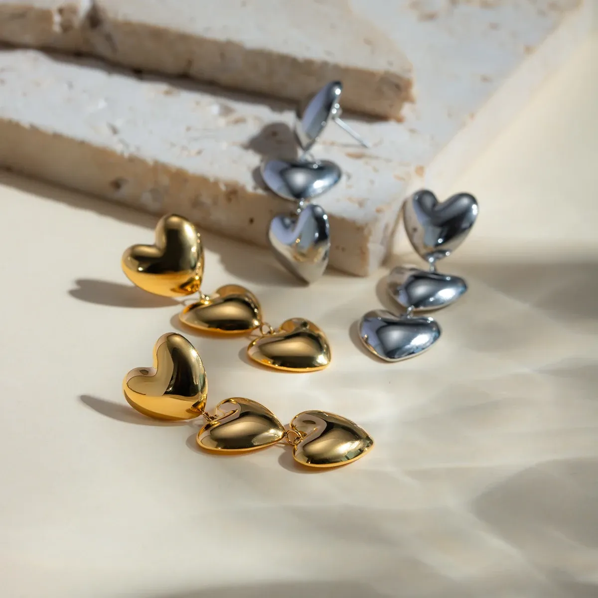 Smooth Love Heart Pendant Earrings