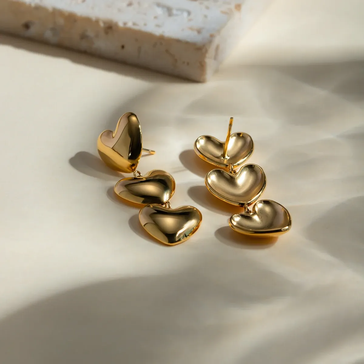 Smooth Love Heart Pendant Earrings