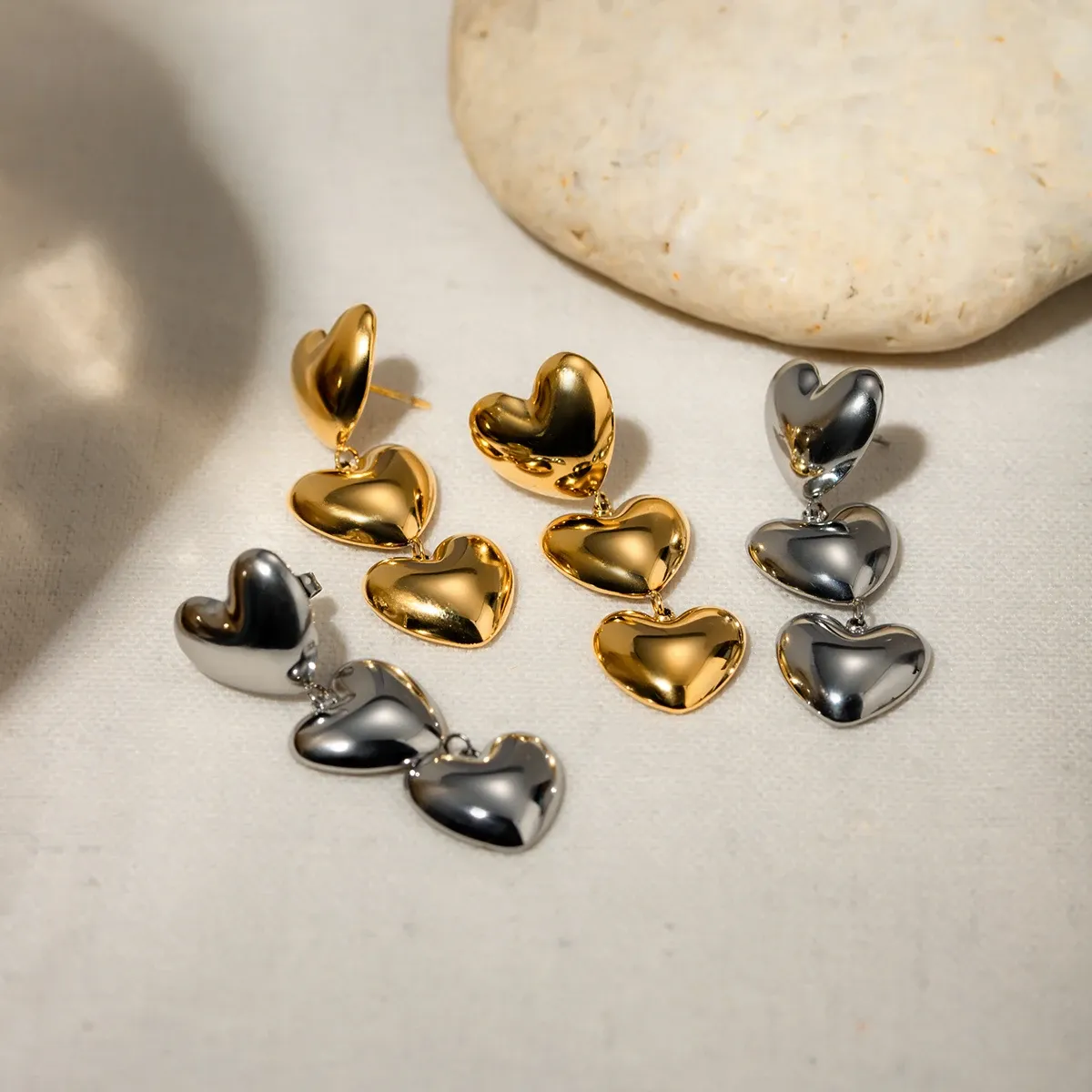 Smooth Love Heart Pendant Earrings