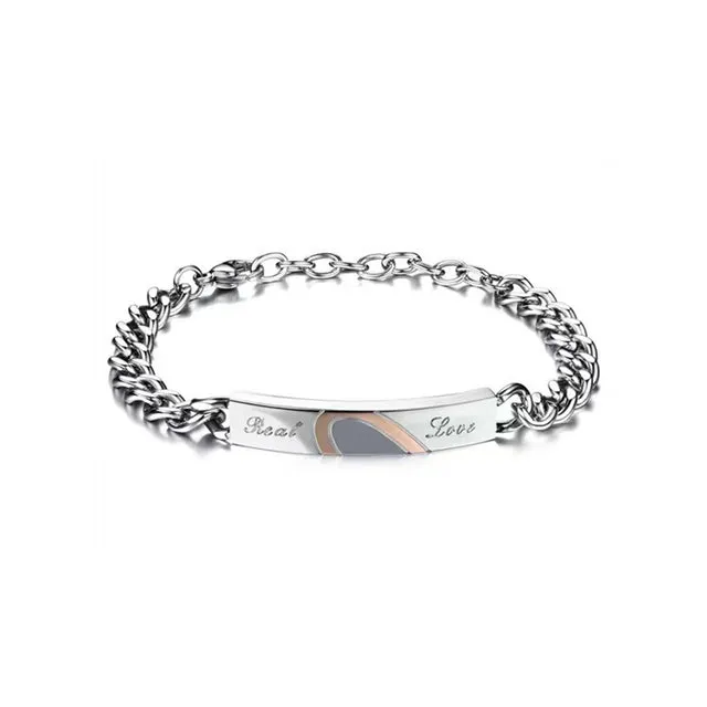Stainless steel couple bracelets