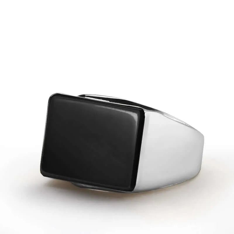 Statement Men's Ring Sterling Silver with Big Natural Stone