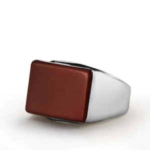 Statement Men's Ring Sterling Silver with Big Natural Stone