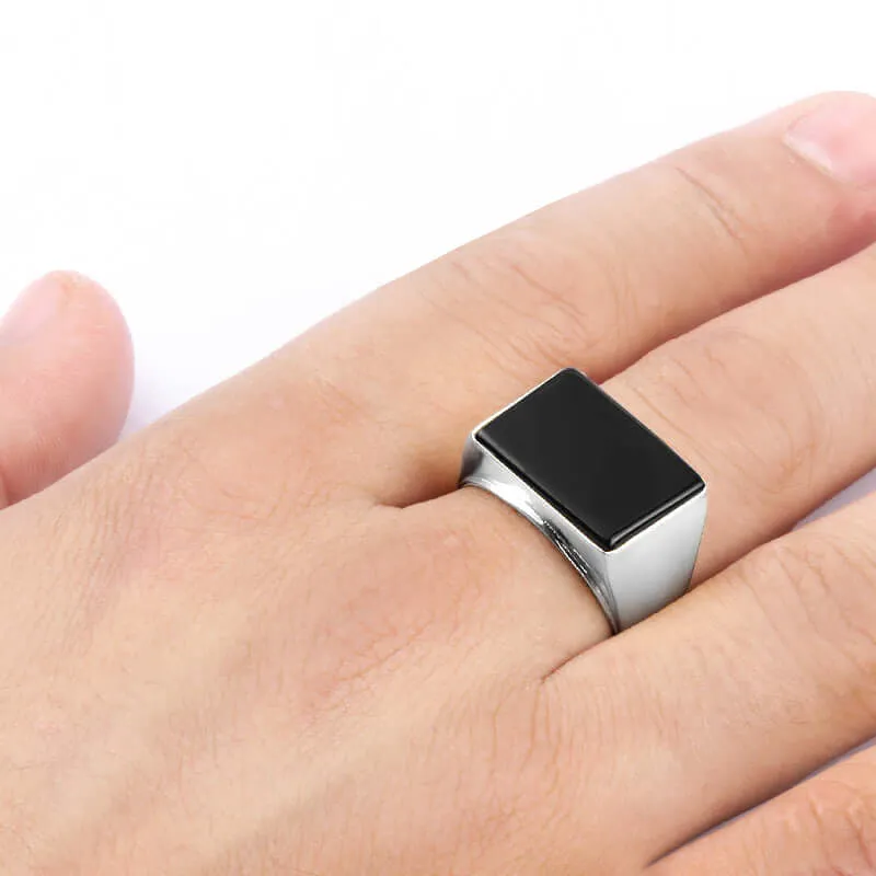 Statement Men's Ring Sterling Silver with Big Natural Stone