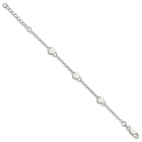 Sterling Silver Heart Childs 5 Inch Plus 1 Inch Ext. Bracelet