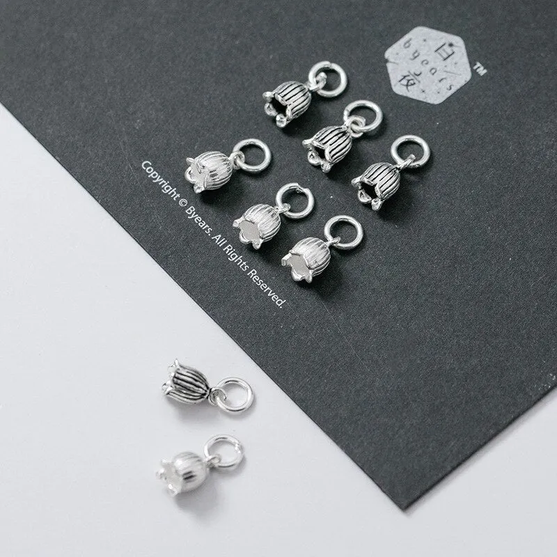 Sterling Thai Silver Tulip Flower Charm Pendant