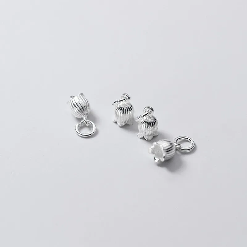 Sterling Thai Silver Tulip Flower Charm Pendant