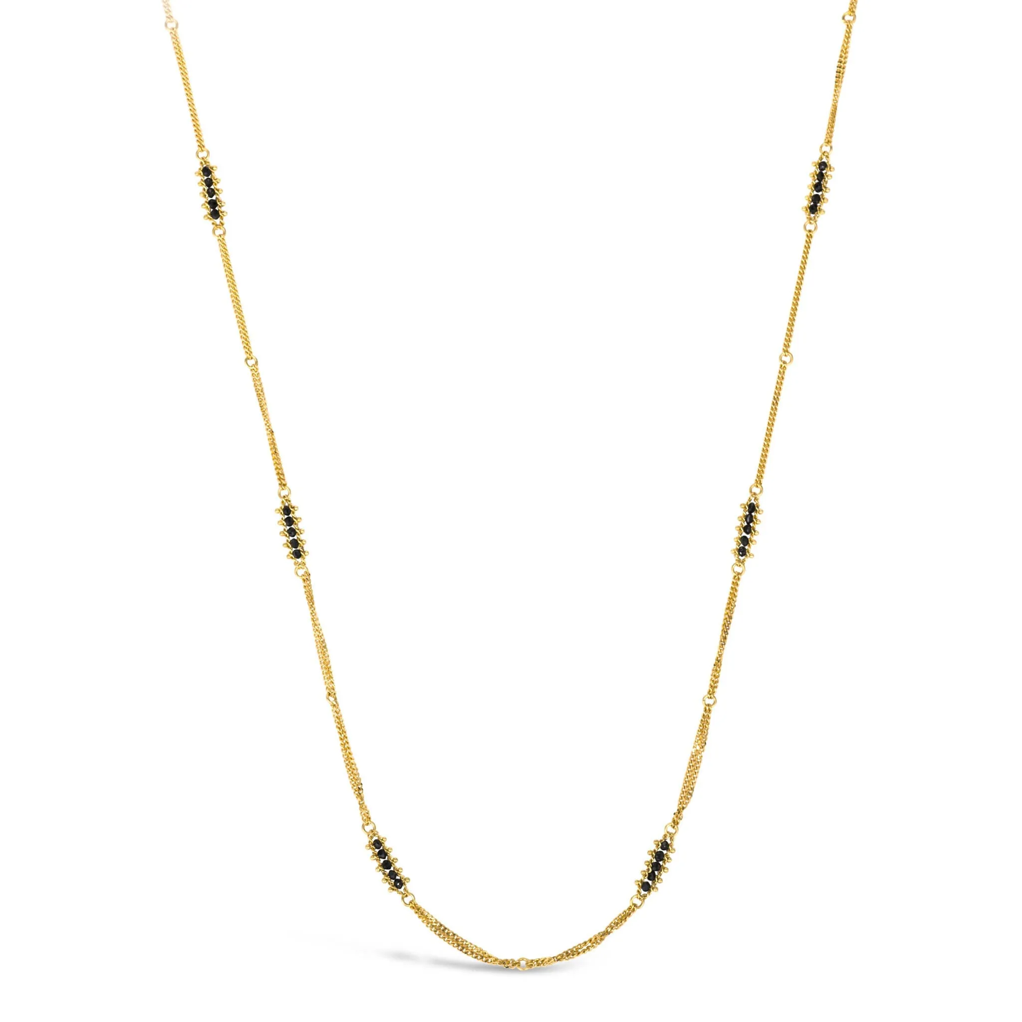 Textile Station Necklace in Black Diamond
