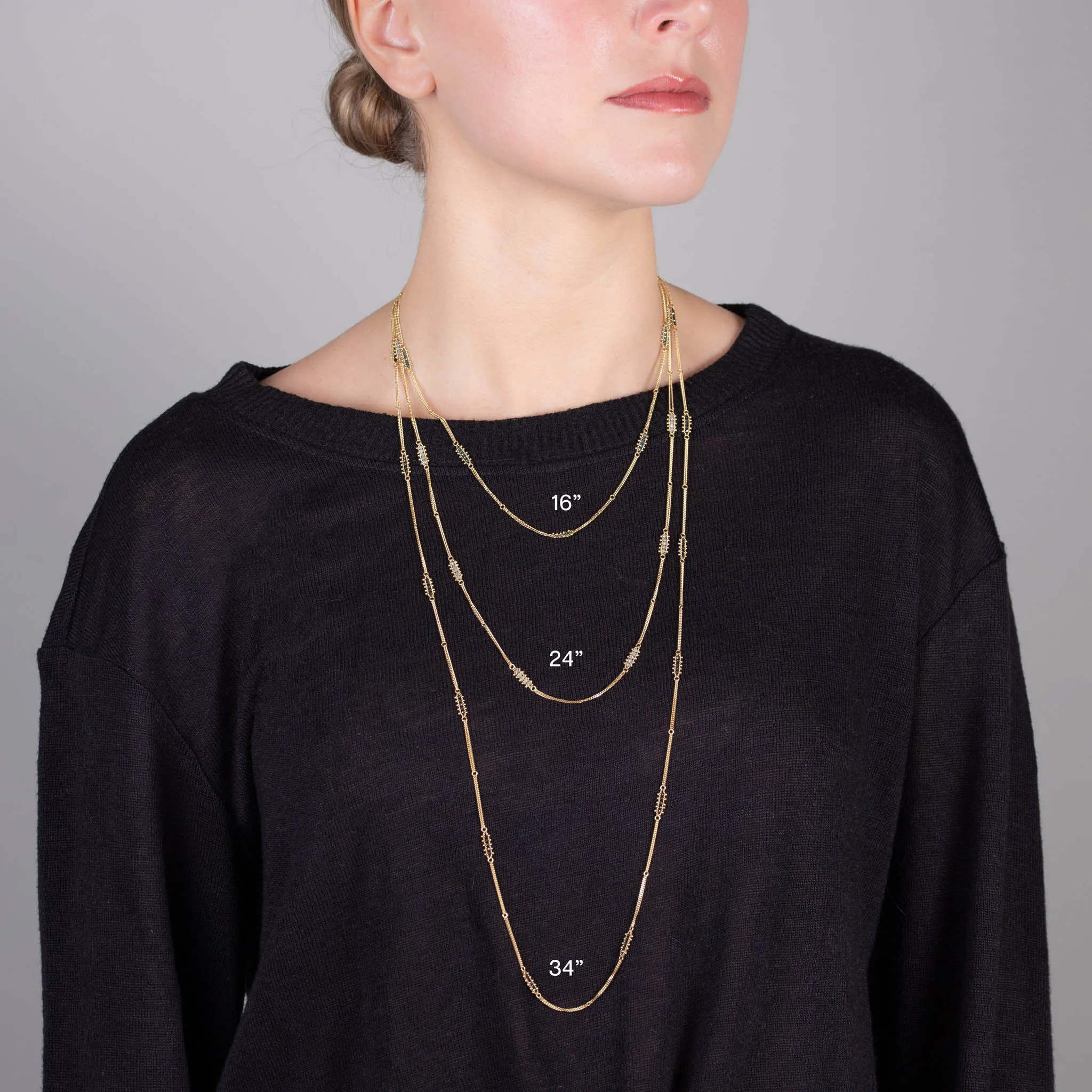 Textile Station Necklace in Black Diamond