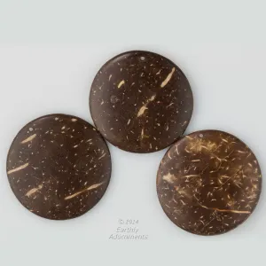 Vintage coconut shell disk pendants, 30mm Pkg.10.   b7-wo-311