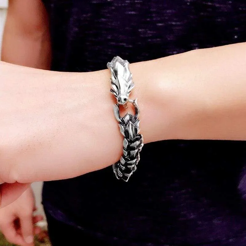 ZABRA 925 Sterling Silver Luxury Cool Dragon Bracelet for Men Vintage Steampunk Rock Biker Male Hand Jewelry Customize Length